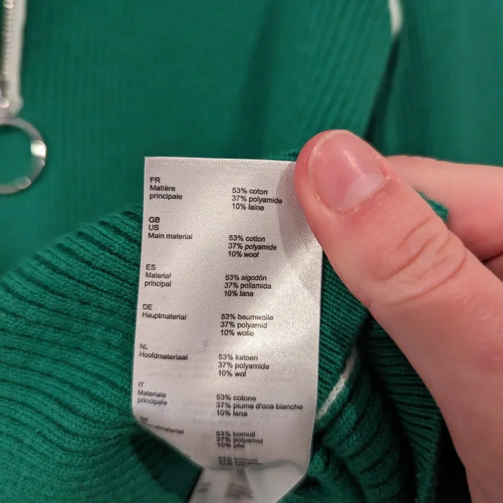 Maje | Emerald Green Ribbed Knit Sweater with Trucker Collar - XS